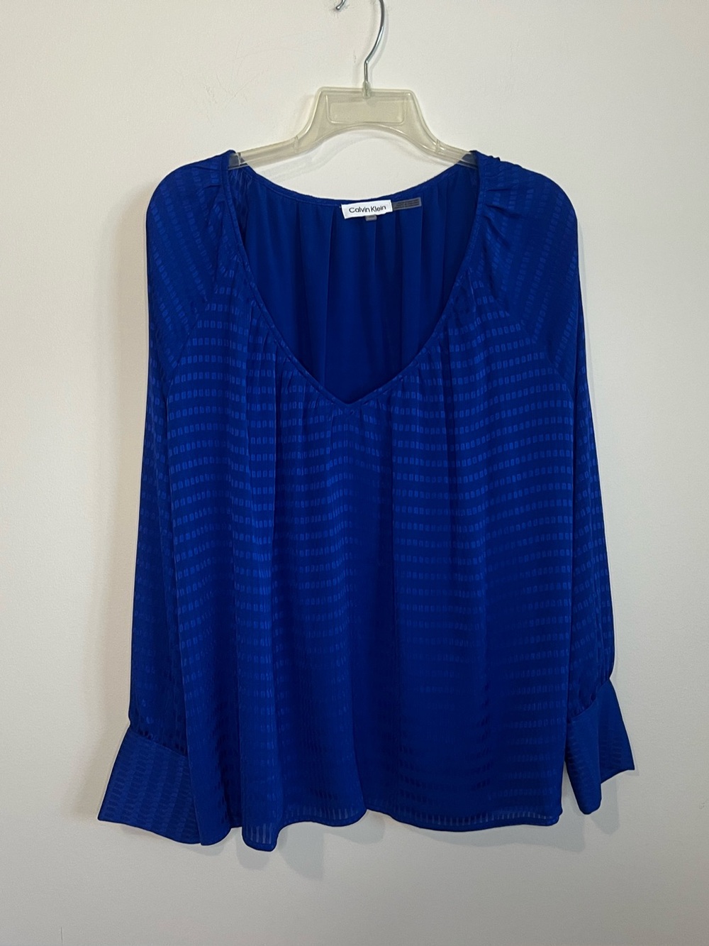 Calvin Klein Deep Blue V-Neck Long Sleeve Blouse